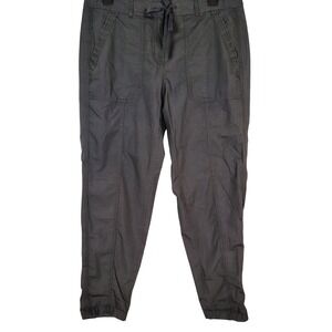 Loft Womens Dark Gray Cotton Drawstring Utility Jogger Pants Size 8